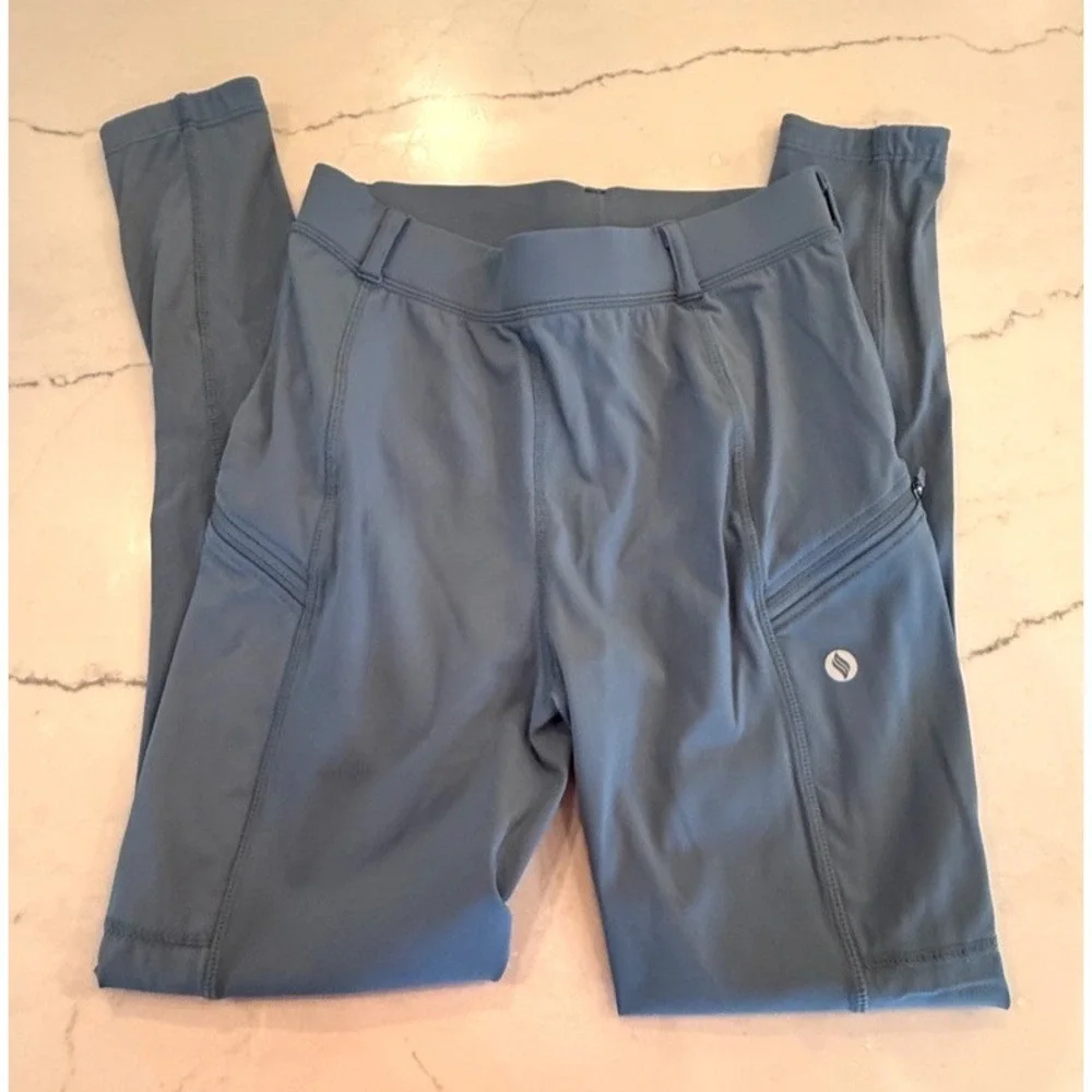 Santiny Riding Pants Youth Girls Large Equestrian, Blue-grayish